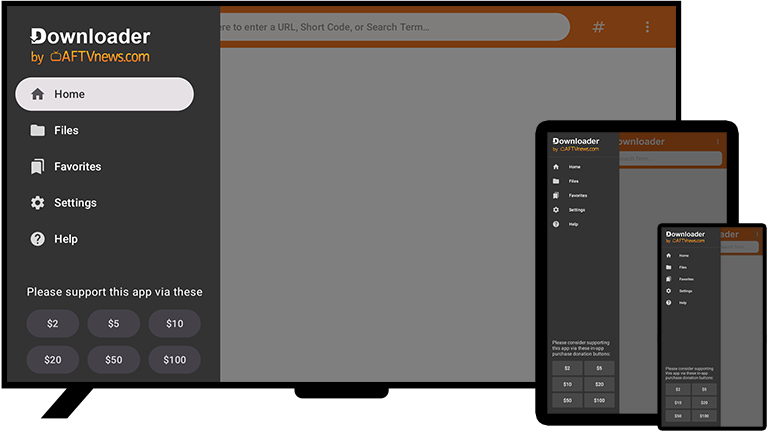 Downloader app interface on devices
